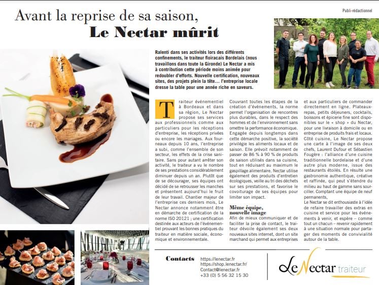 article "Le Nectar" pour Sud Ouest Publicité