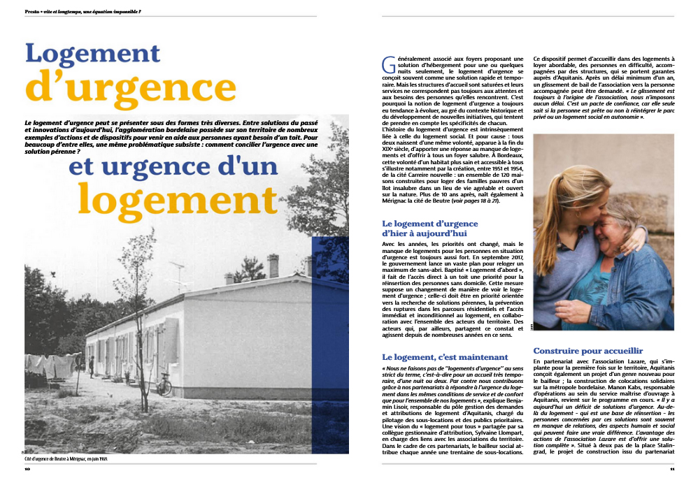 article "logement d'urgence" Questions de transitions